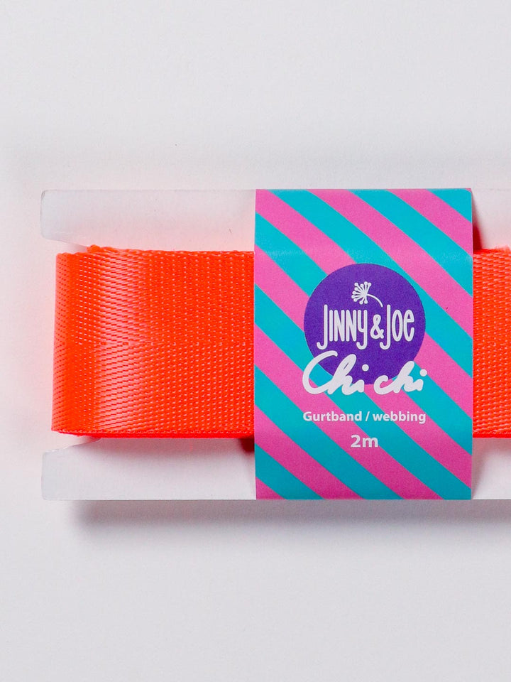 J&amp;J Gurtband Shiny fishbone 38mm neon orange