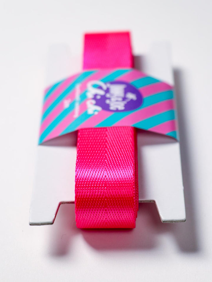 J&amp;J Gurtband Shiny fishbone 25mm neon pink