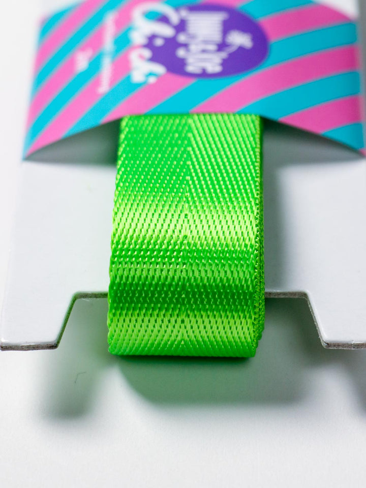 J&amp;J Gurtband Shiny fishbone 25mm neon lime