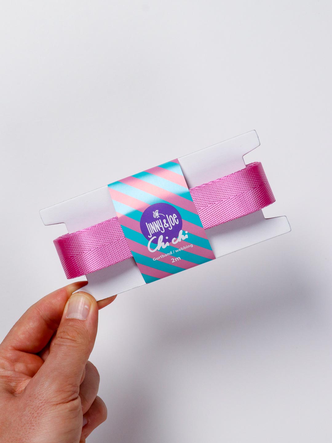 J&amp;J Gurtband Shiny fishbone 25mm rosa