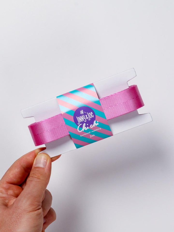 J&amp;J Gurtband Shiny fishbone 25mm rosa