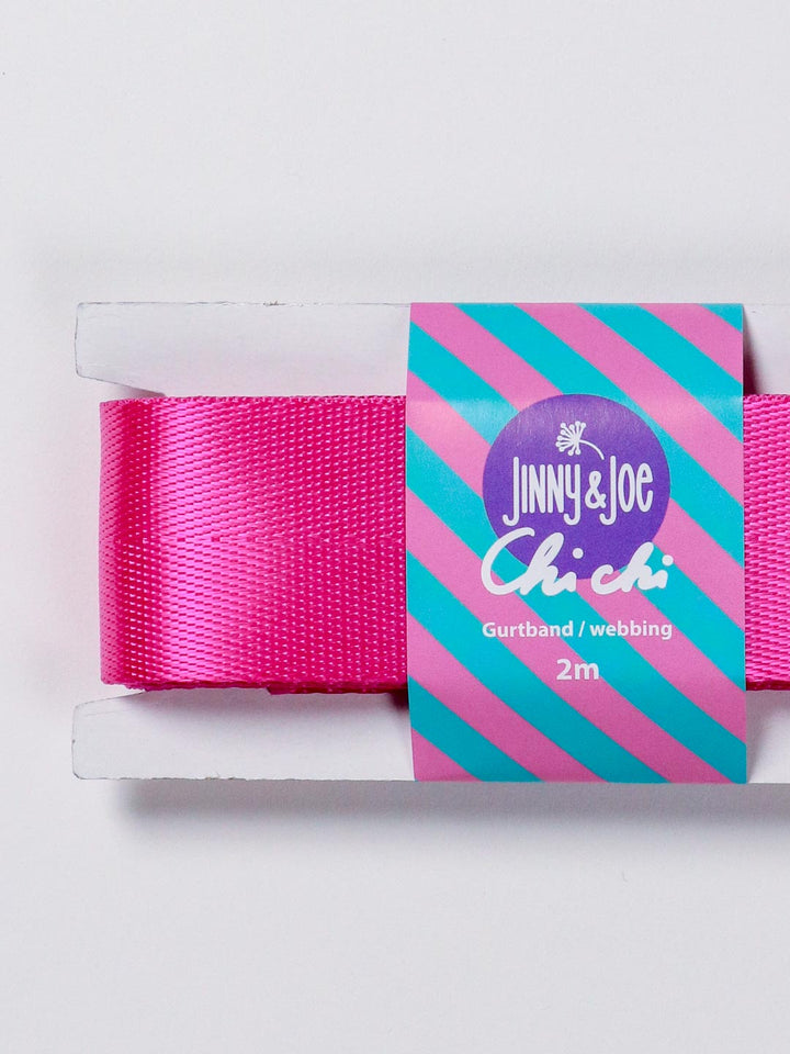 J&amp;J Gurtband Shiny fishbone 38mm magenta