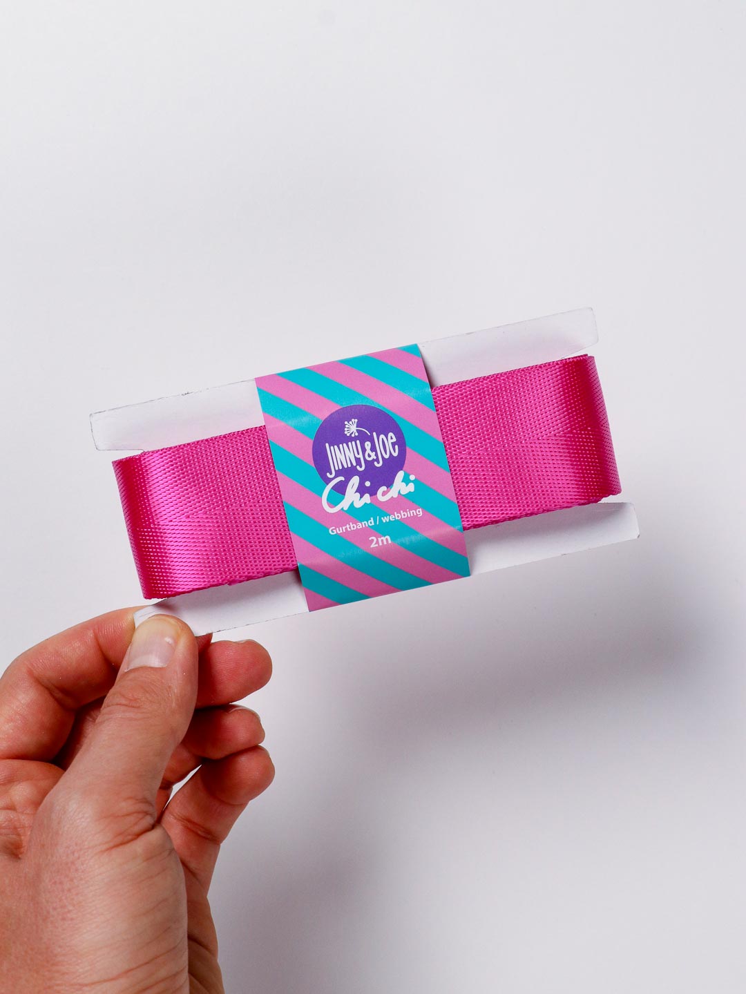 J&amp;J Gurtband Shiny fishbone 38mm magenta