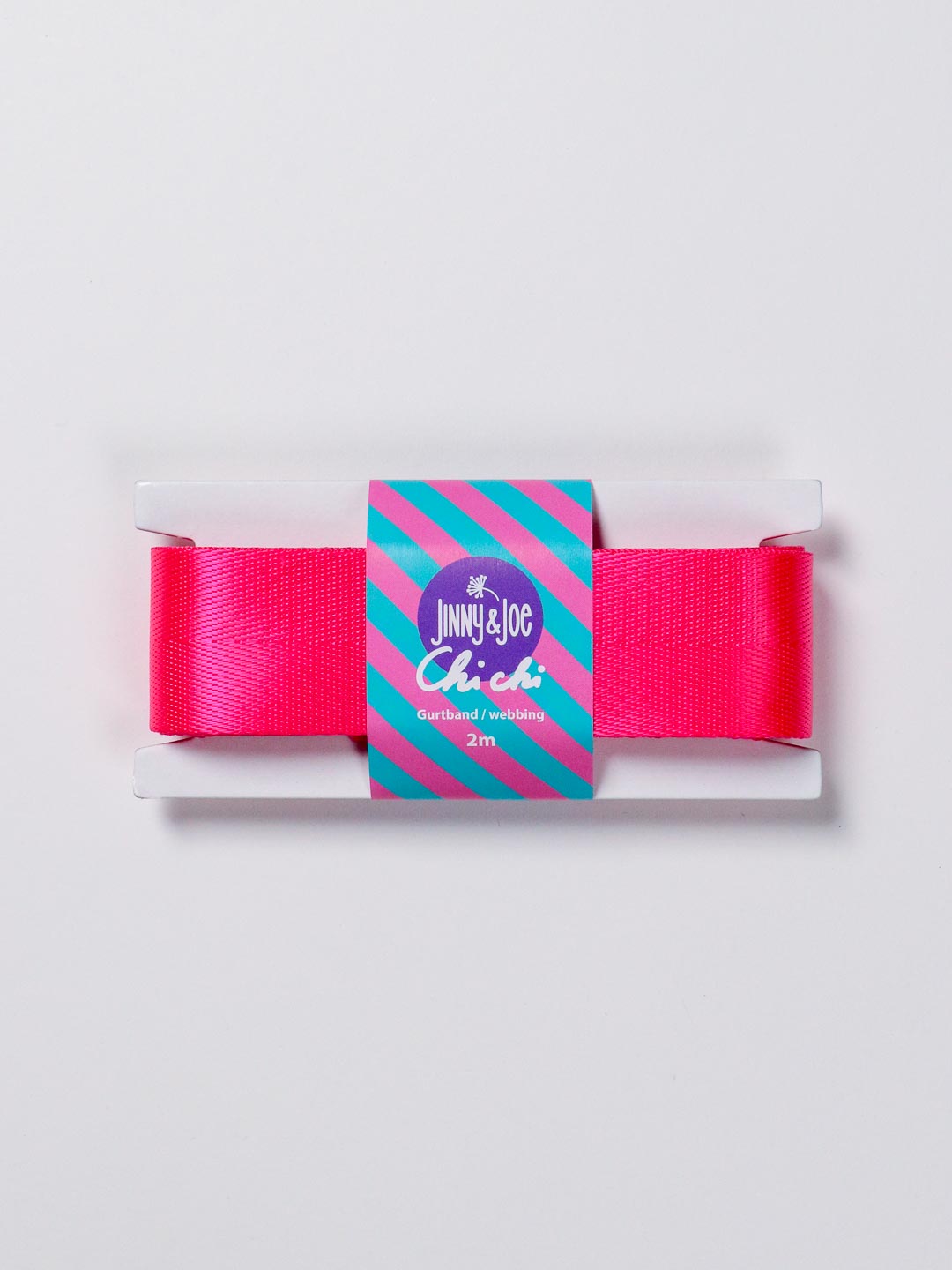 J&amp;J Gurtband Shiny fishbone 38mm neon pink