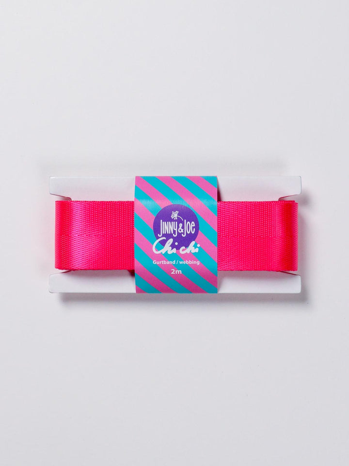J&amp;J Gurtband Shiny fishbone 38mm neon pink