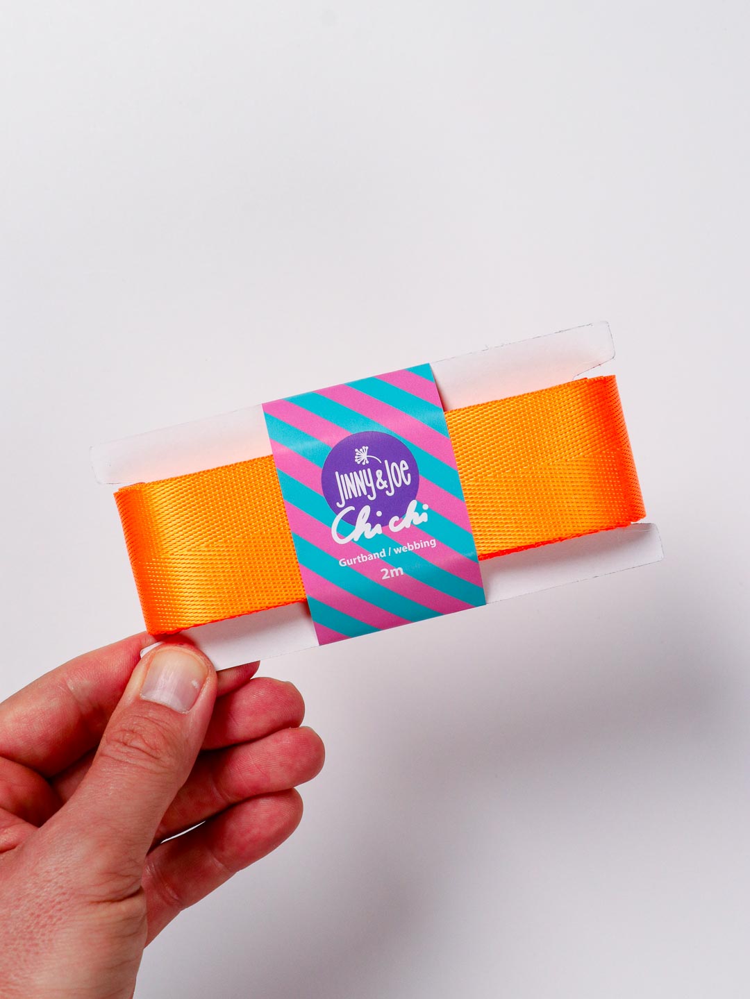 J&amp;J Gurtband Shiny fishbone 38mm neon orange hell
