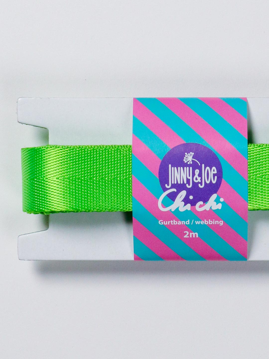 J&amp;J Gurtband Shiny fishbone 25mm neon lime