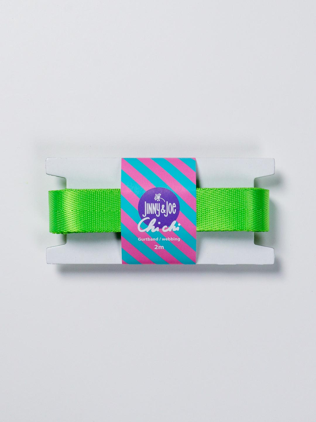J&amp;J Gurtband Shiny fishbone 25mm neon lime