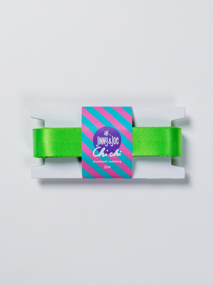 J&amp;J Gurtband Shiny fishbone 25mm neon lime