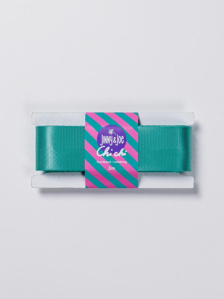 J&amp;J Gurtband Shiny fishbone 38mm emerald
