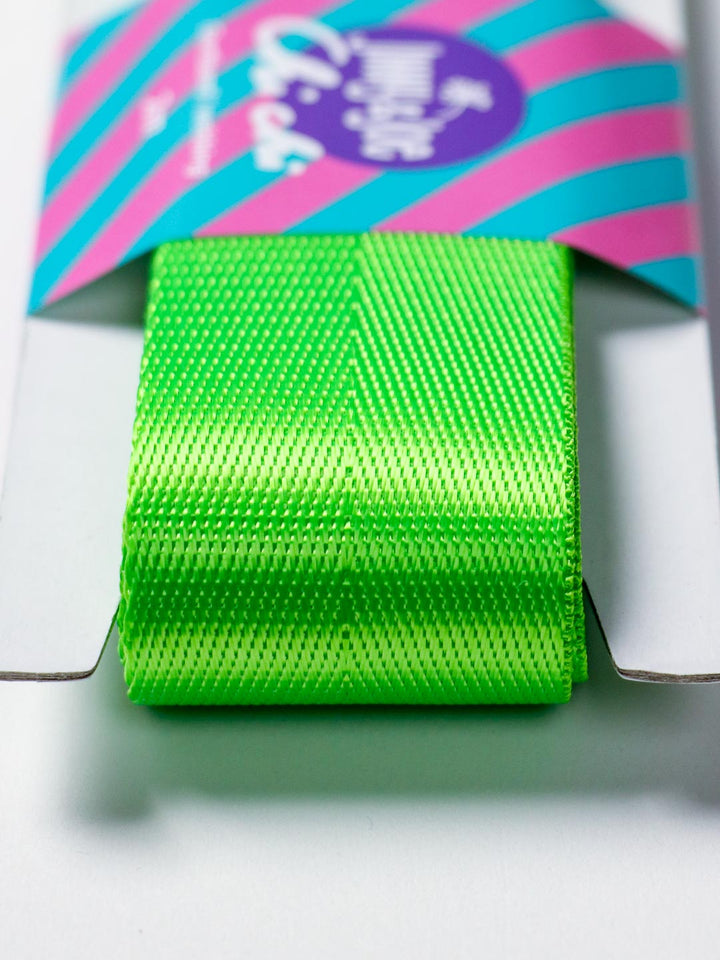 J&amp;J Gurtband Shiny fishbone 38mm neon lime