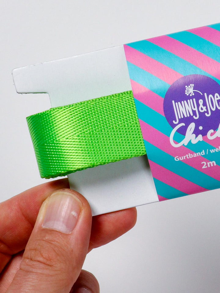 J&amp;J Gurtband Shiny fishbone 25mm neon lime