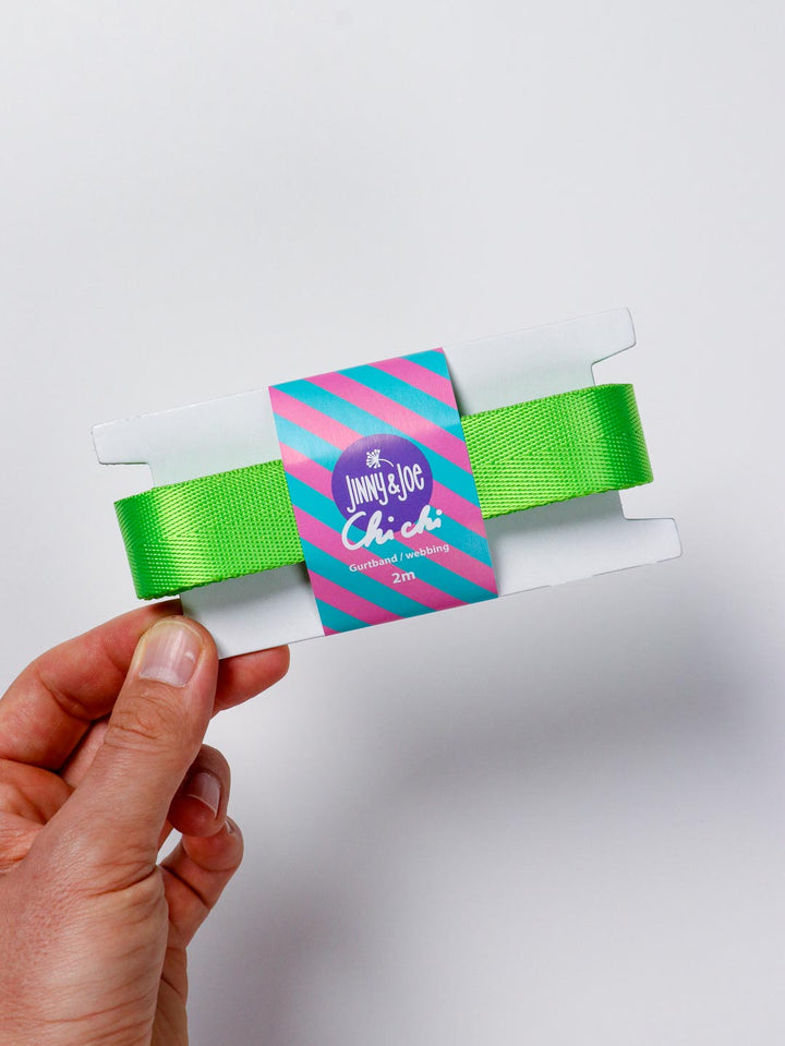 J&amp;J Gurtband Shiny fishbone 25mm neon lime