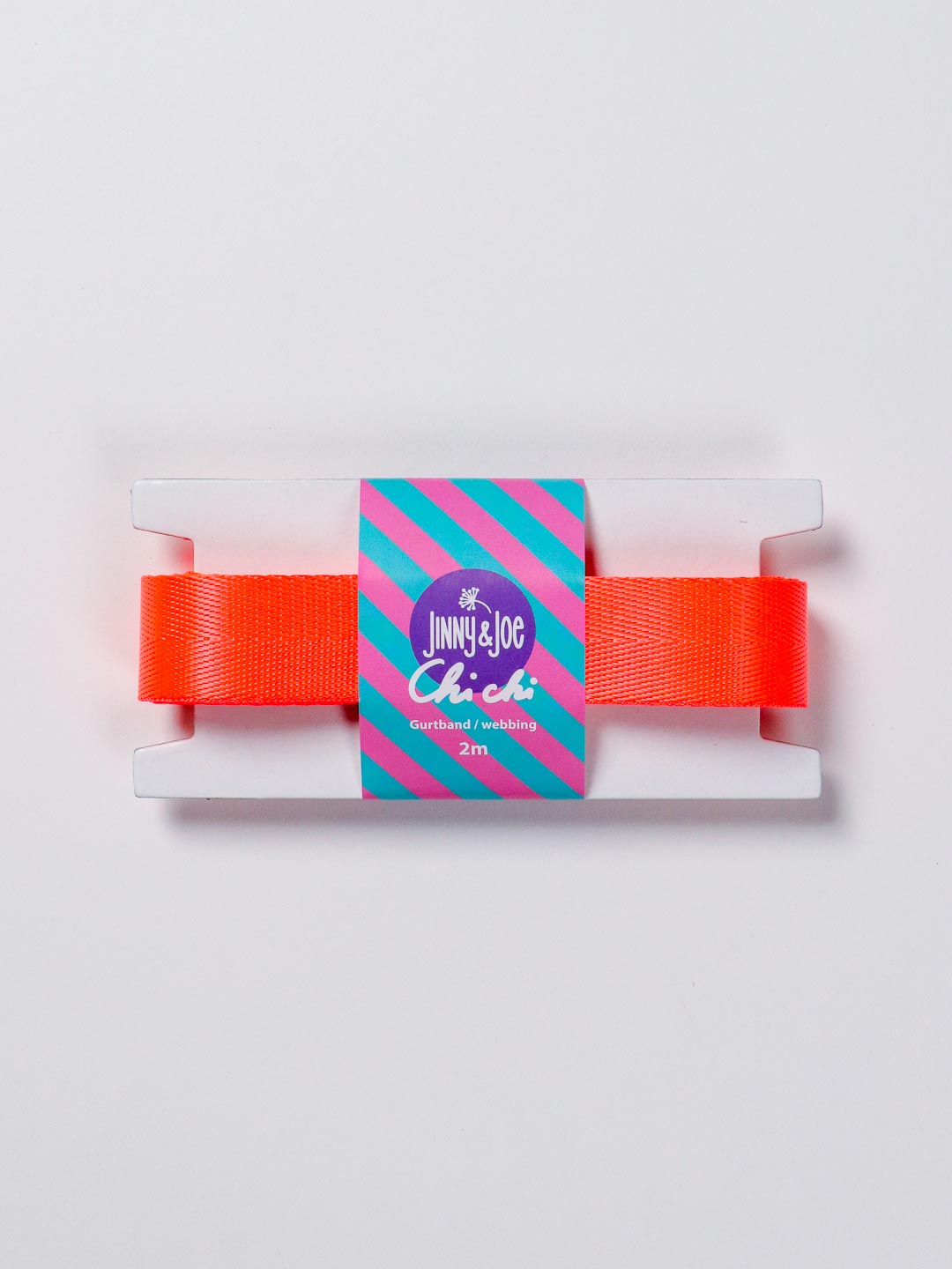 J&amp;J Gurtband Shiny fishbone 25mm neon orange