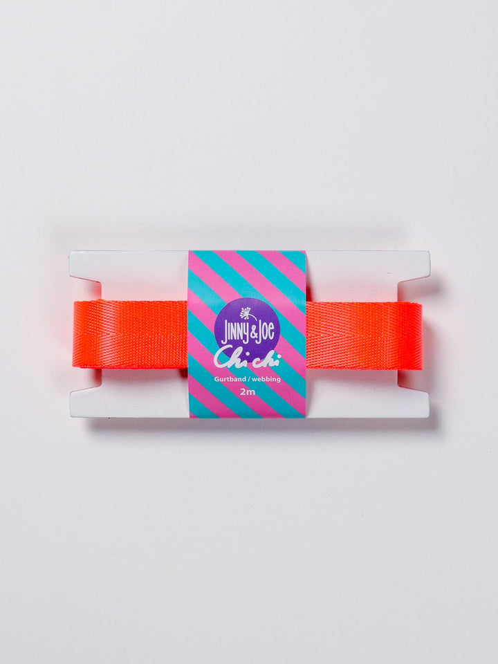J&amp;J Gurtband Shiny fishbone 25mm neon orange