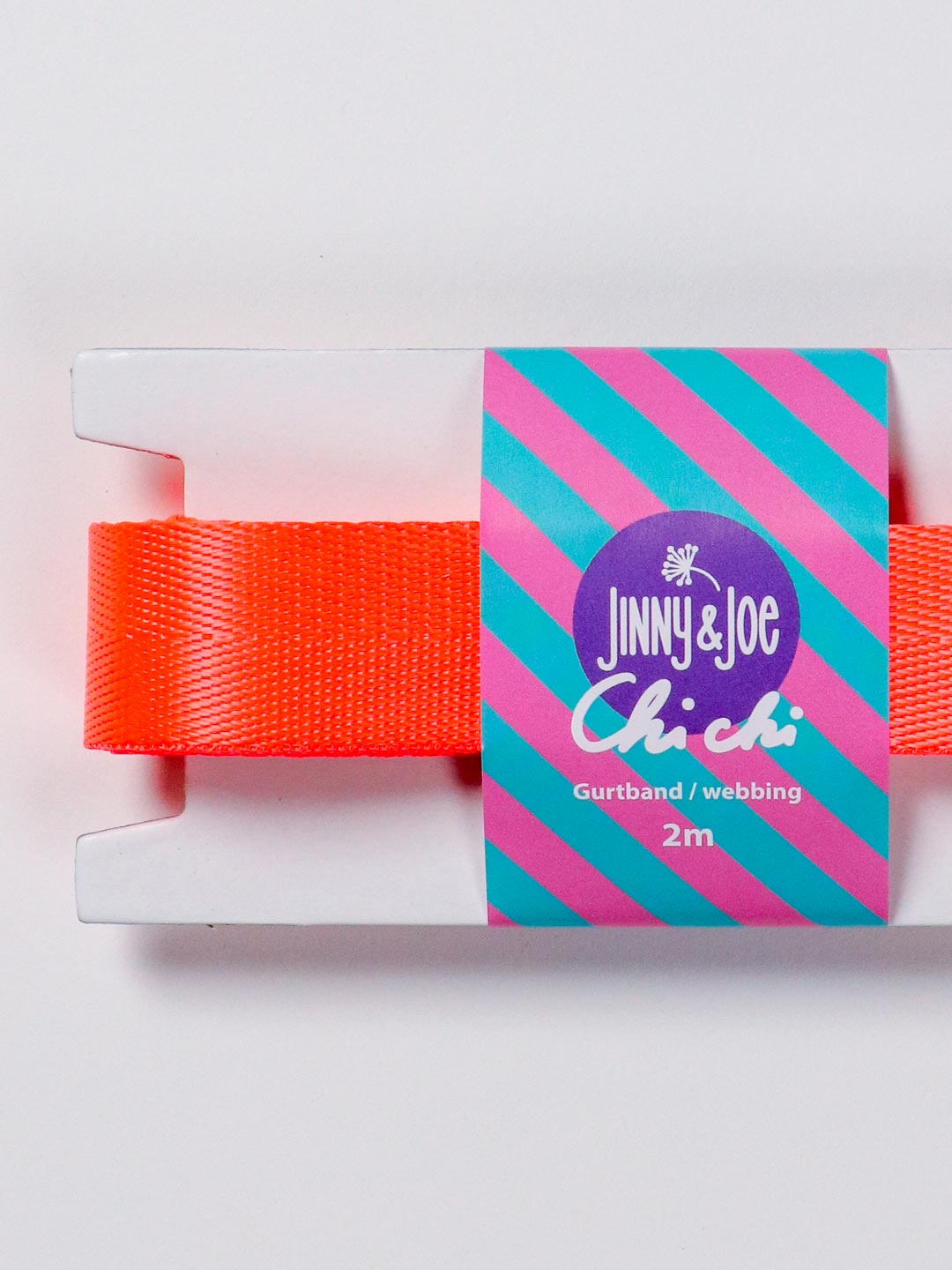 J&amp;J Gurtband Shiny fishbone 25mm neon orange
