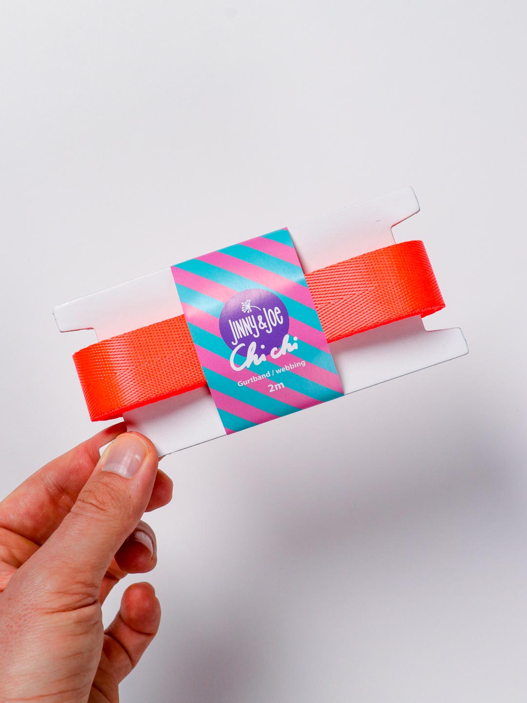 J&amp;J Gurtband Shiny fishbone 25mm neon orange