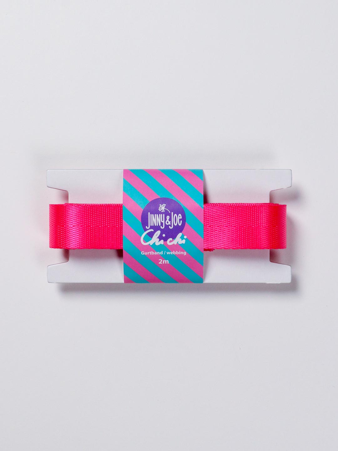 J&amp;J Gurtband Shiny fishbone 25mm neon pink