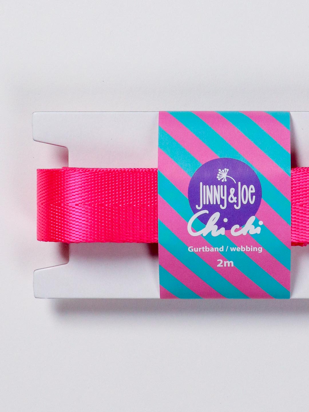 J&amp;J Gurtband Shiny fishbone 25mm neon pink