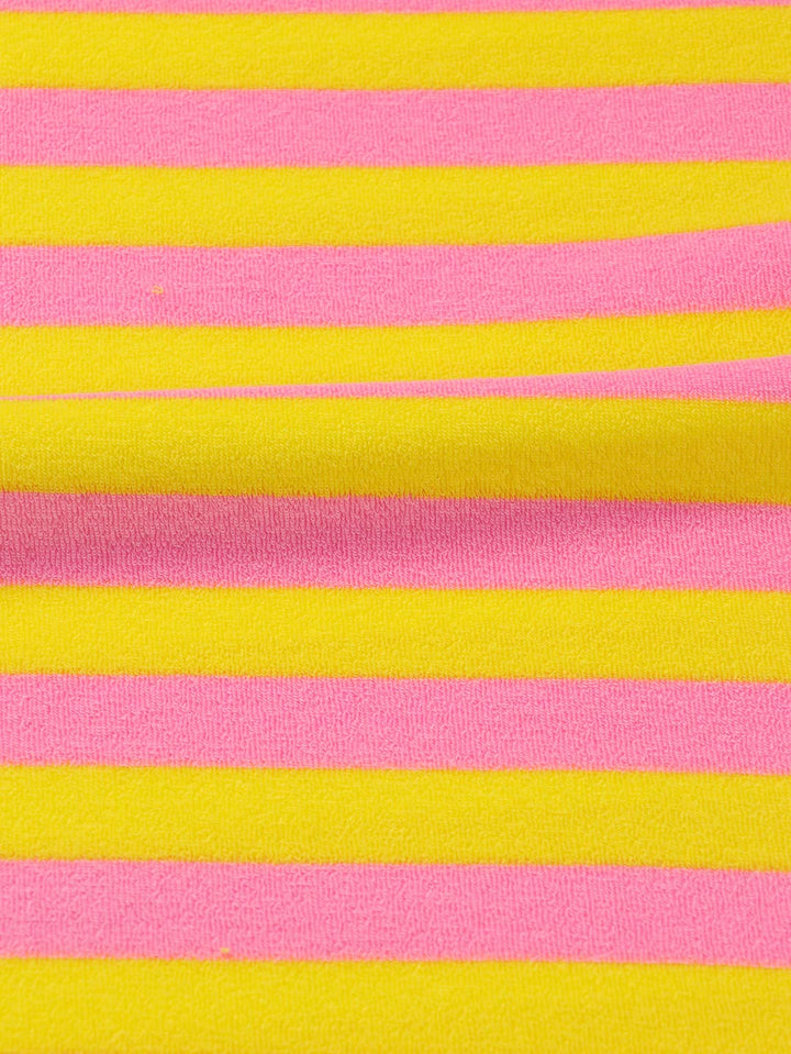 J&amp;J Bio Stretchfrottee Ringelz rosa gelb