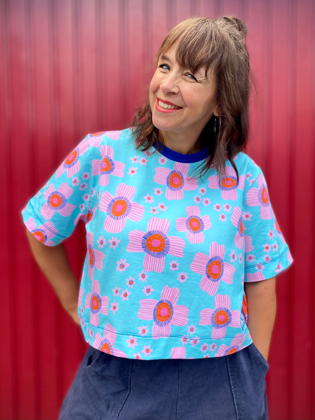 J&amp;J Bio Jersey Floral Pop mint