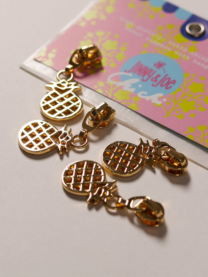 J&amp;J Zipper Metall Ananas gold