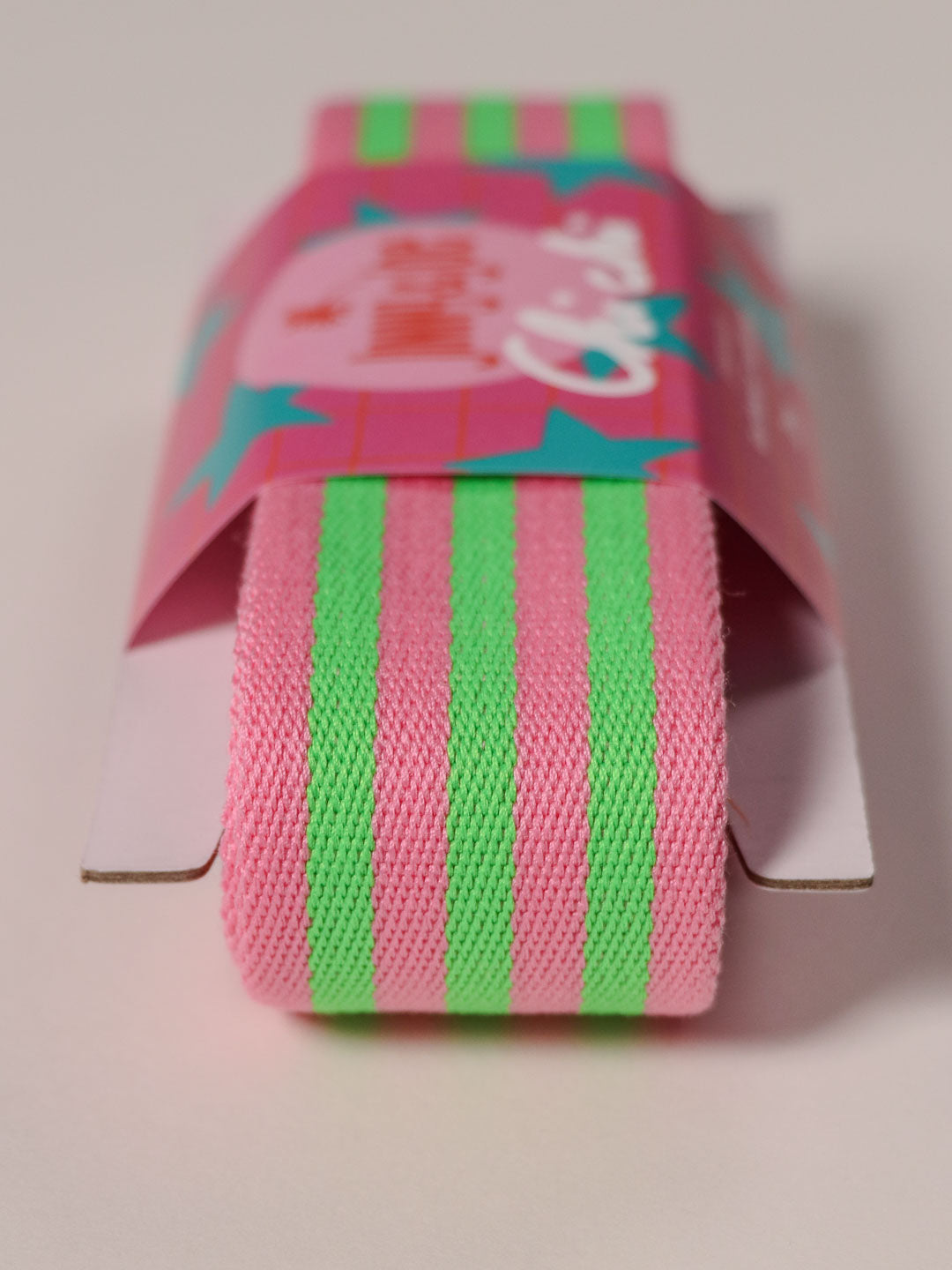 J&amp;J Gurtband Premium 38mm Doubleface neon grün rosa