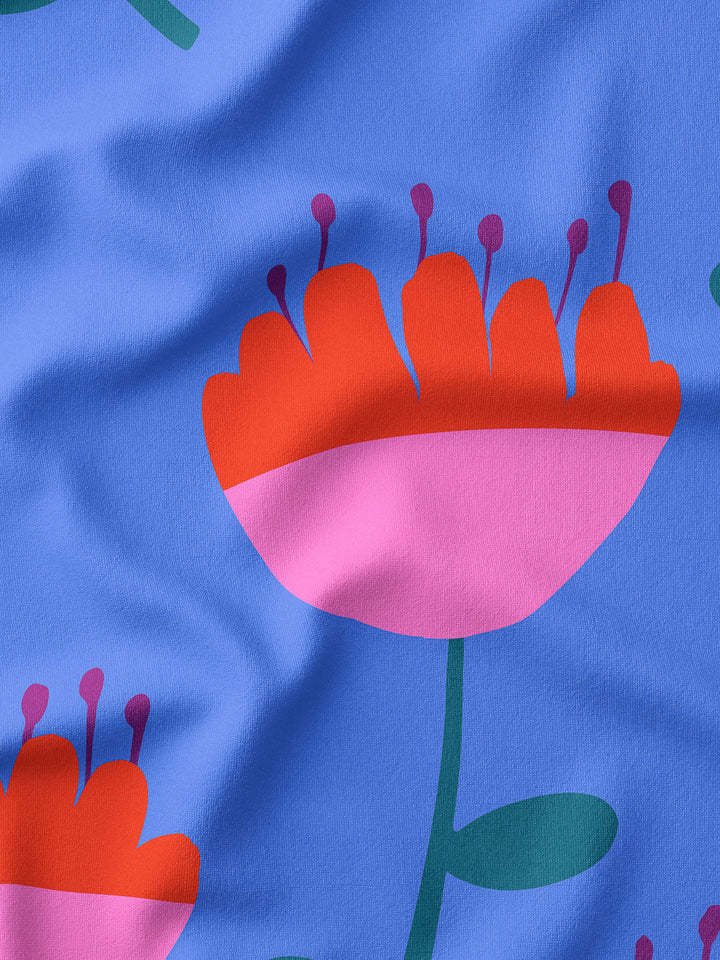 J&amp;J French Terry Big Tulips sky extrabreit