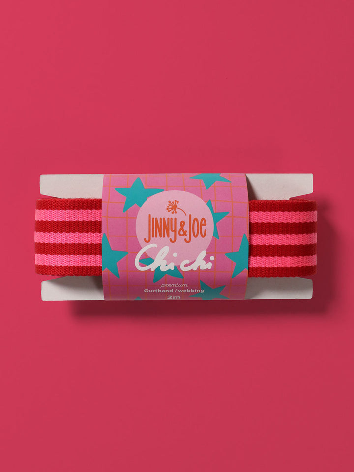 J&amp;J Gurtband Premium Doubleface rot neon pink
