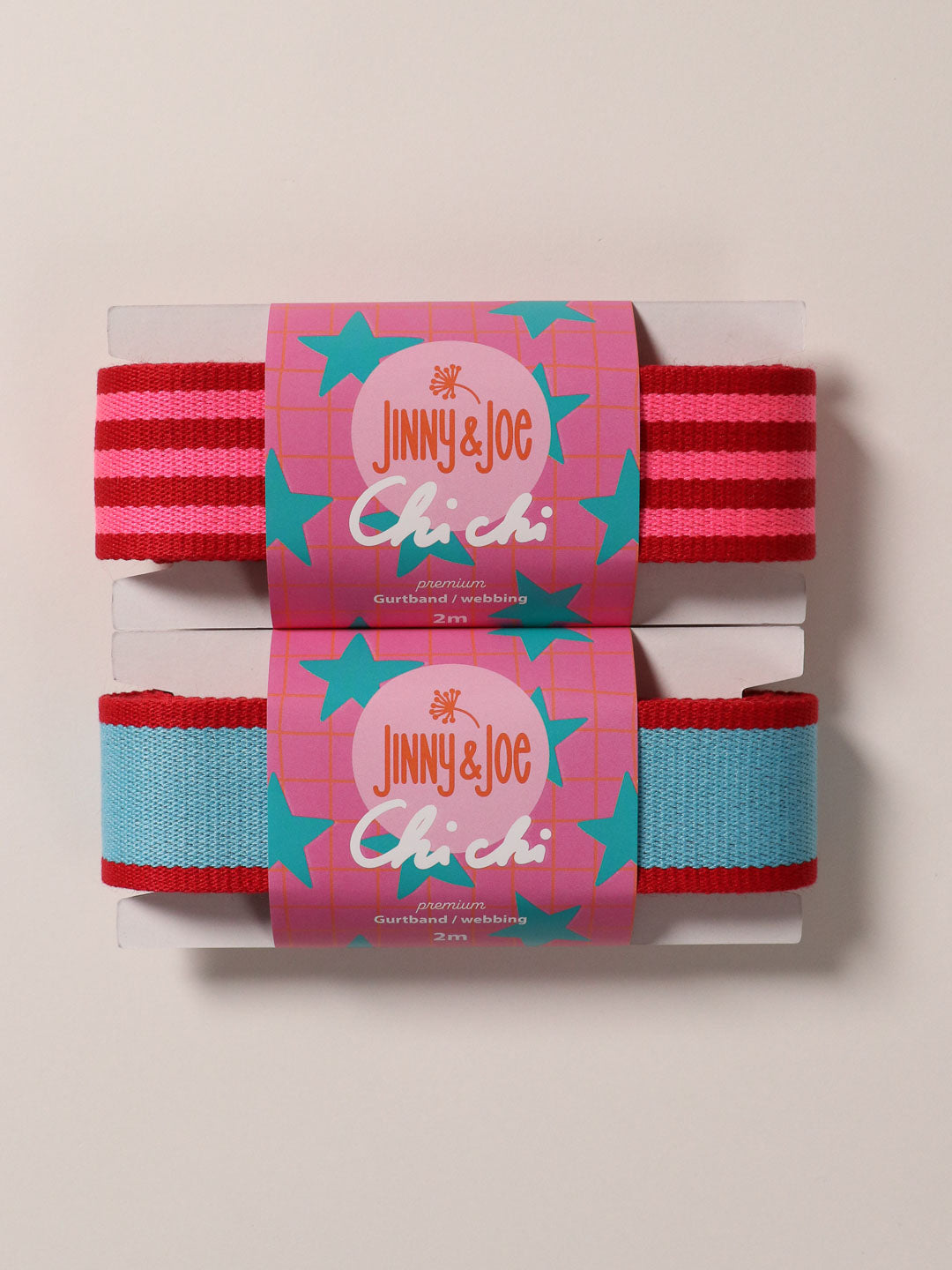 J&amp;J Gurtband Premium 38mm Doubleface rot neon pink