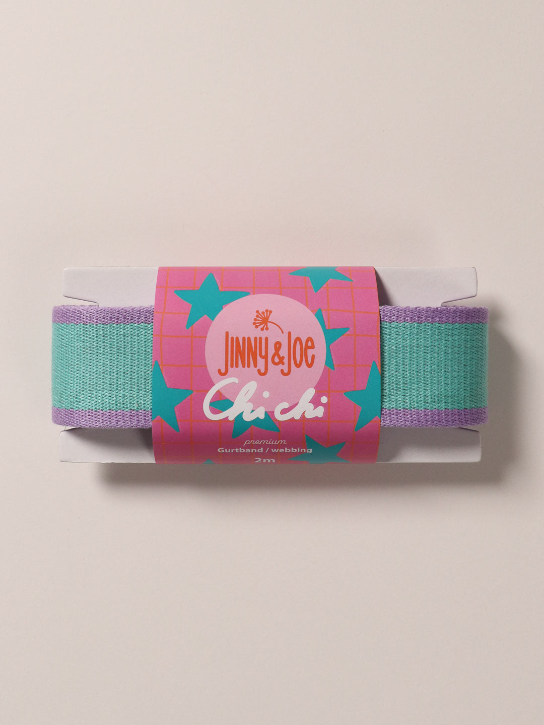 J&amp;J Gurtband Premium 38mm Doubleface lilac neon orange