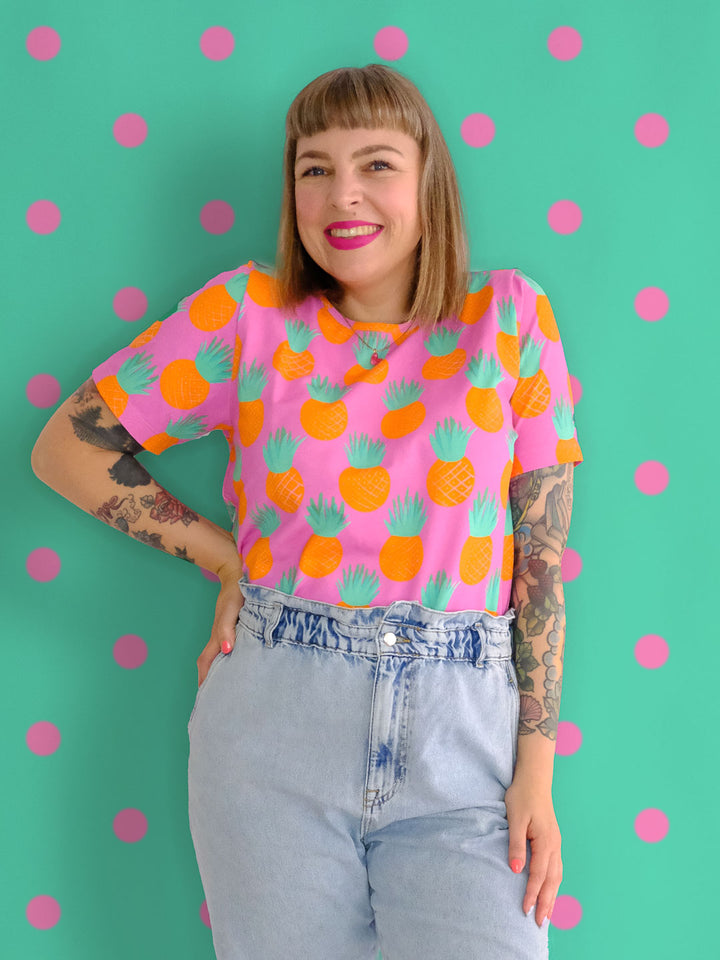 J&amp;J Bio Jersey Pineapple pink