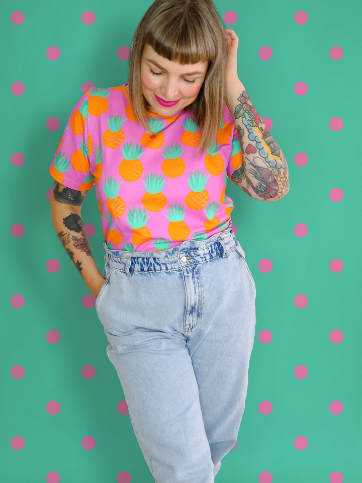 J&amp;J Bio Jersey Pineapple pink
