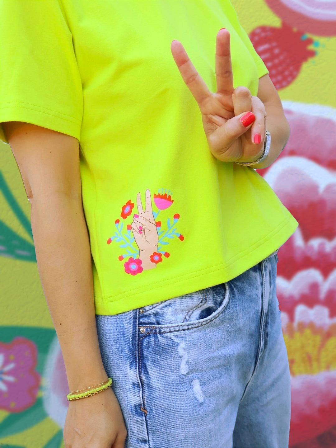J&amp;J Bügelbild Hands Peace