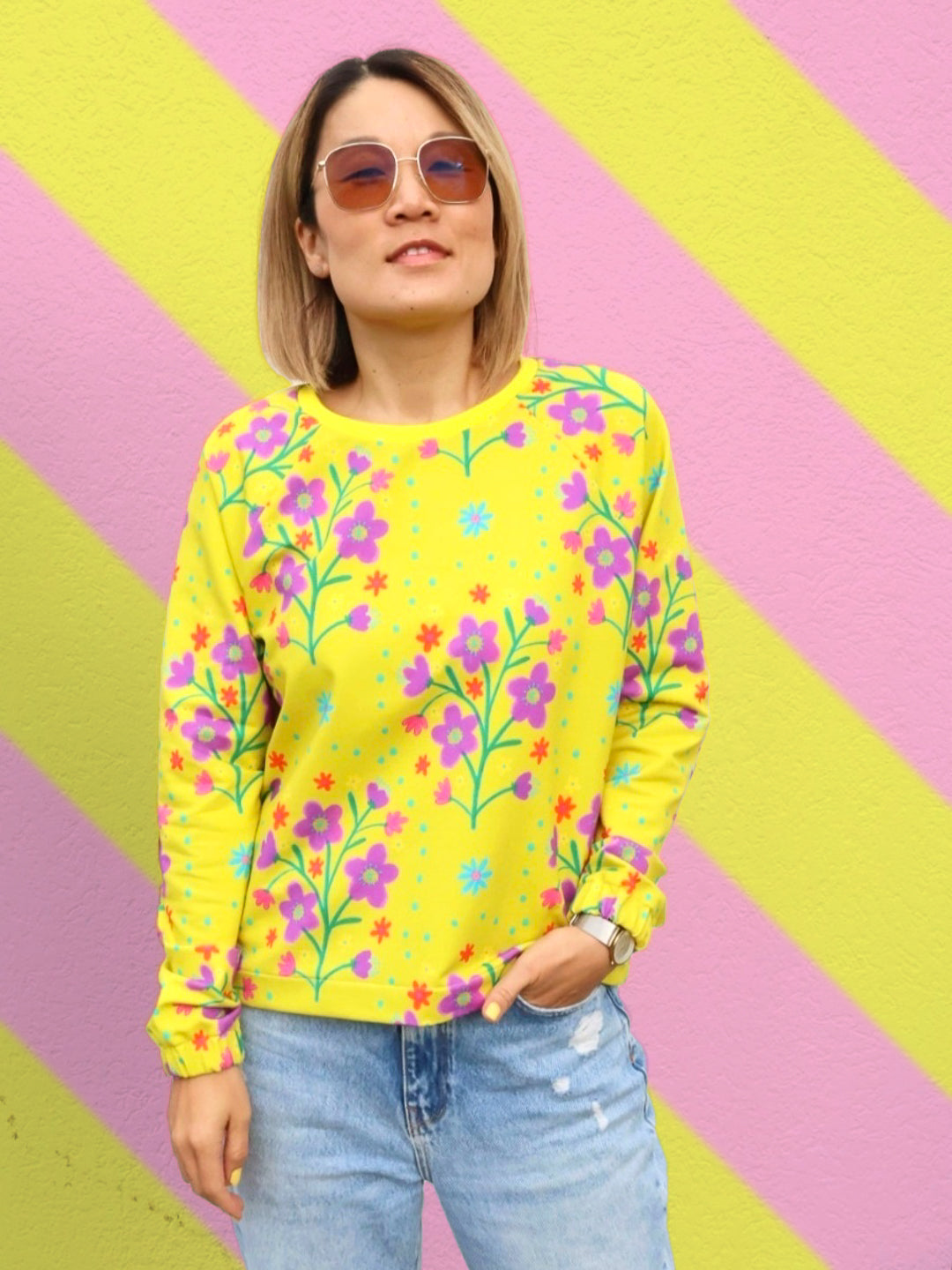 J&amp;J French Terry Desert Flowers mustard
