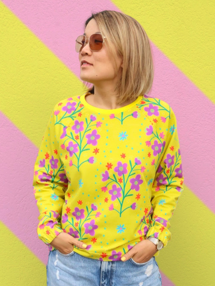J&amp;J French Terry Desert Flowers mustard