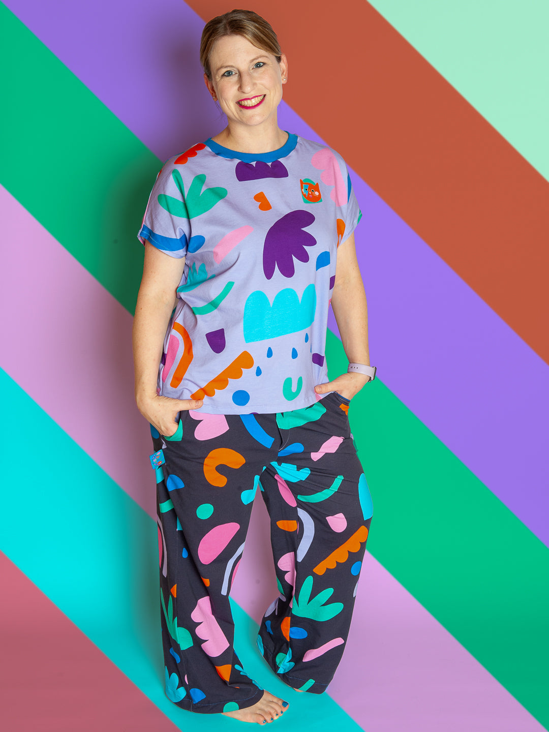 J&amp;J Jersey leicht Keep it Colorful navy