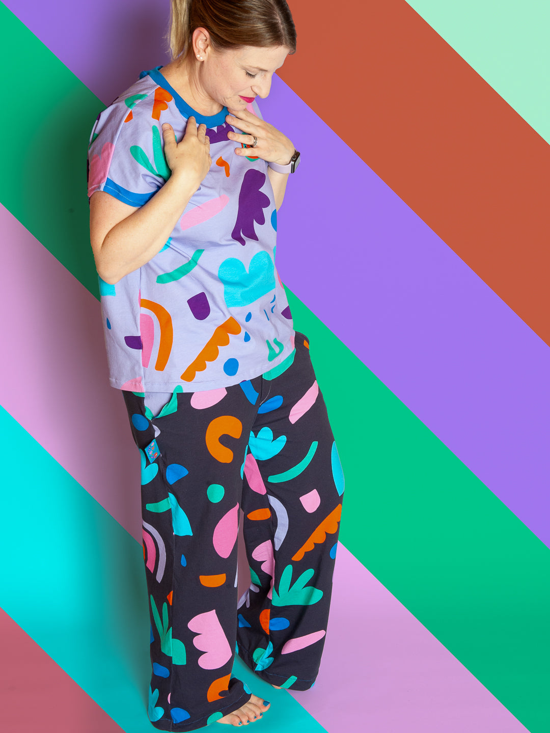 J&amp;J Jersey leicht Keep it Colorful navy