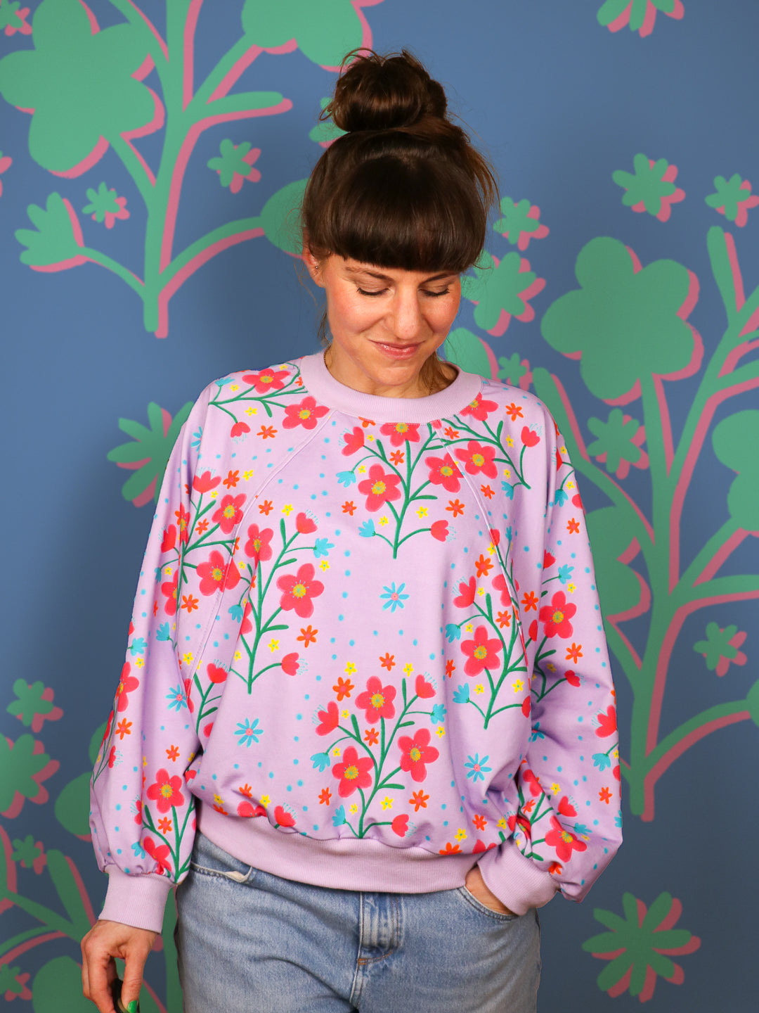 J&amp;J French Terry Desert Flowers flieder