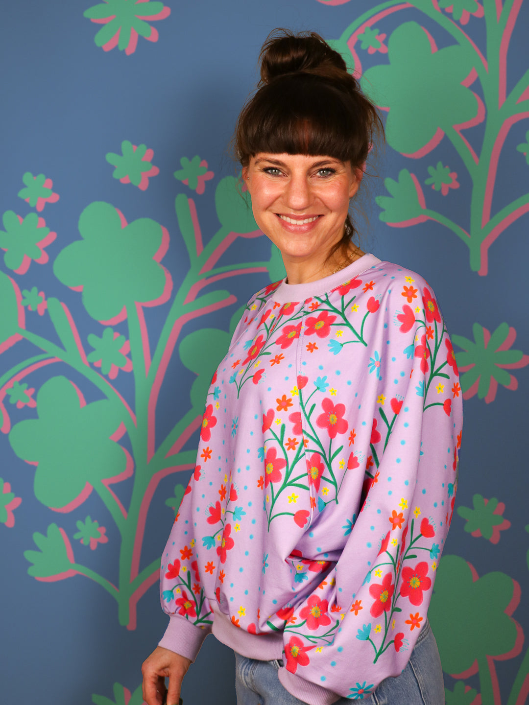 J&amp;J French Terry Desert Flowers flieder