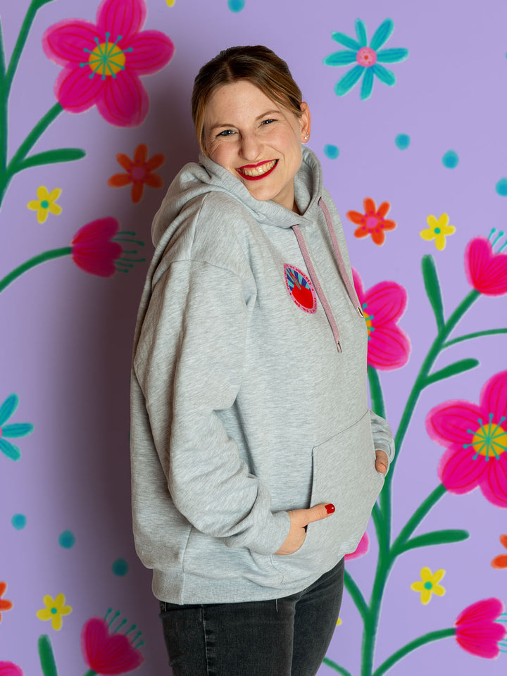 J&amp;J Kuschelsweat uni grau melange extrabreit