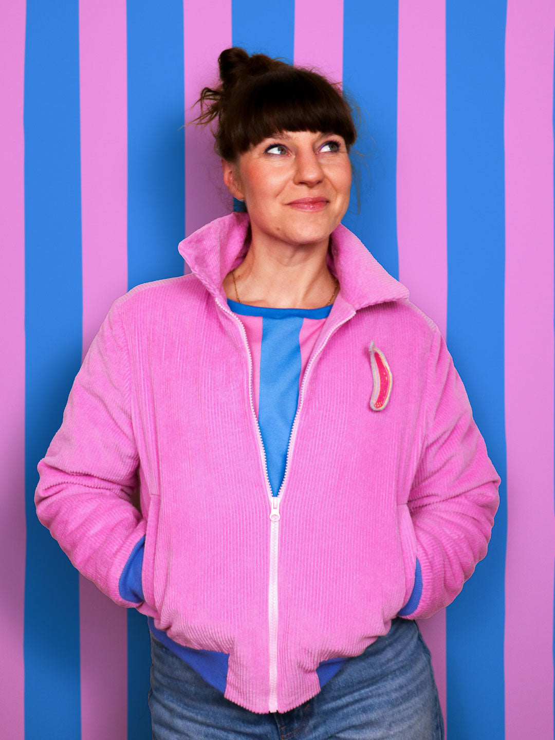 J&amp;J Cord Uni 6W Stretch rosa