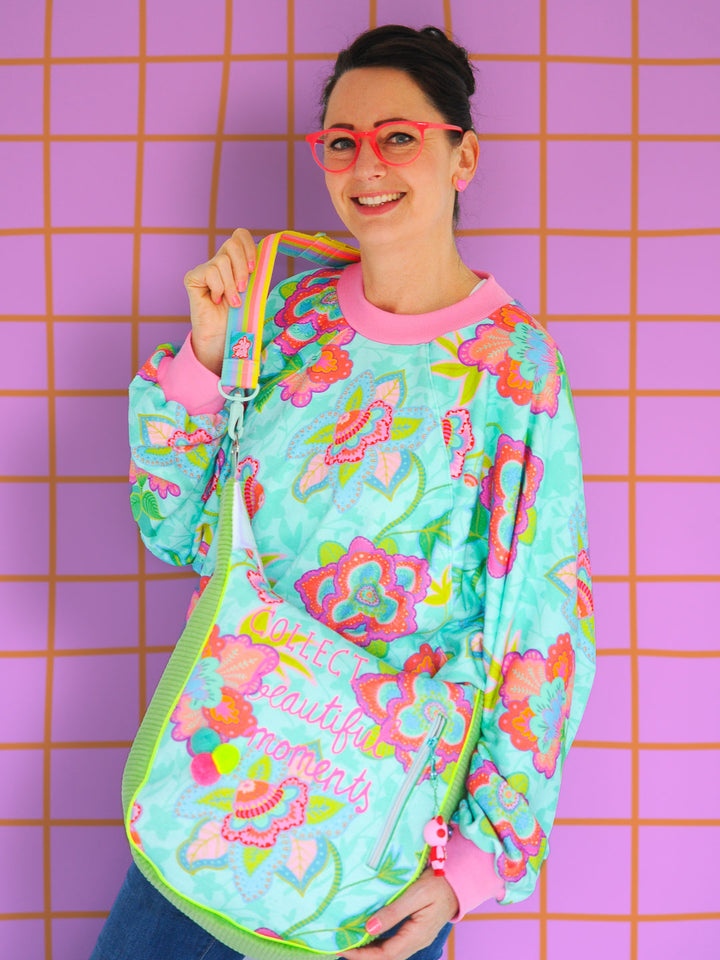 J&amp;J Bio Retrosweat Fabulous Flowers aqua