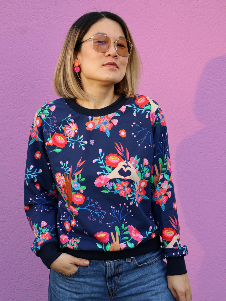 J&amp;J Bio French Terry little Sisterhood marine