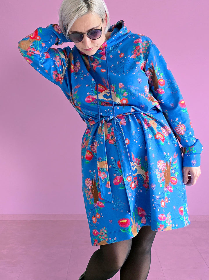 J&amp;J French Terry little Sisterhood blau extrabreit
