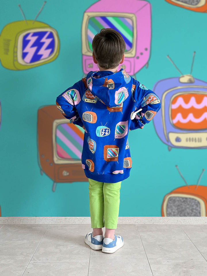 J&amp;J French Terry Fernsehabend blau