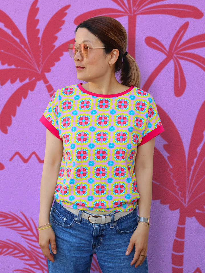 J&amp;J Jersey Tante Gusta small hellrosa gelb extrabreit