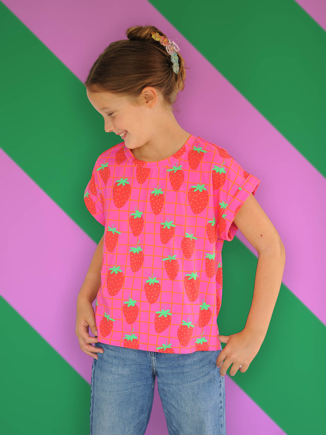 J&amp;J Bio Jersey Yummy Grid magenta