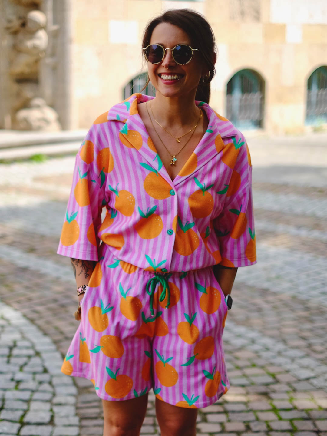 J&J Bio Frottee Stripez'n Tangerines rosa