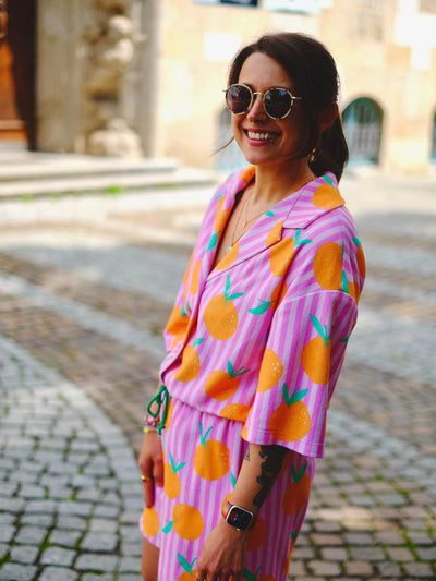 J&J Bio Frottee Stripez'n Tangerines rosa